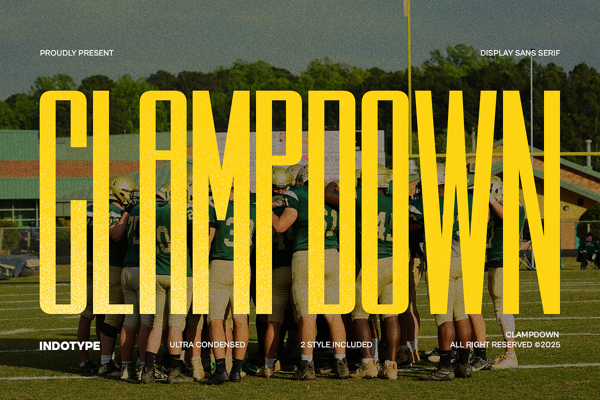 Clampdown - Ultra Condensed Sans, a Font by Indotype Foundry (Photo 1 of 10)