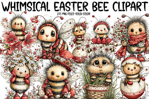 Whimsical Easter Bee Clipart, an Illustration by Designworld