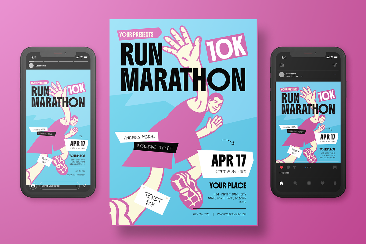 Marathon Run Flyer Set, a Flyer Template by Annora Studio (Photo 3 of 6)