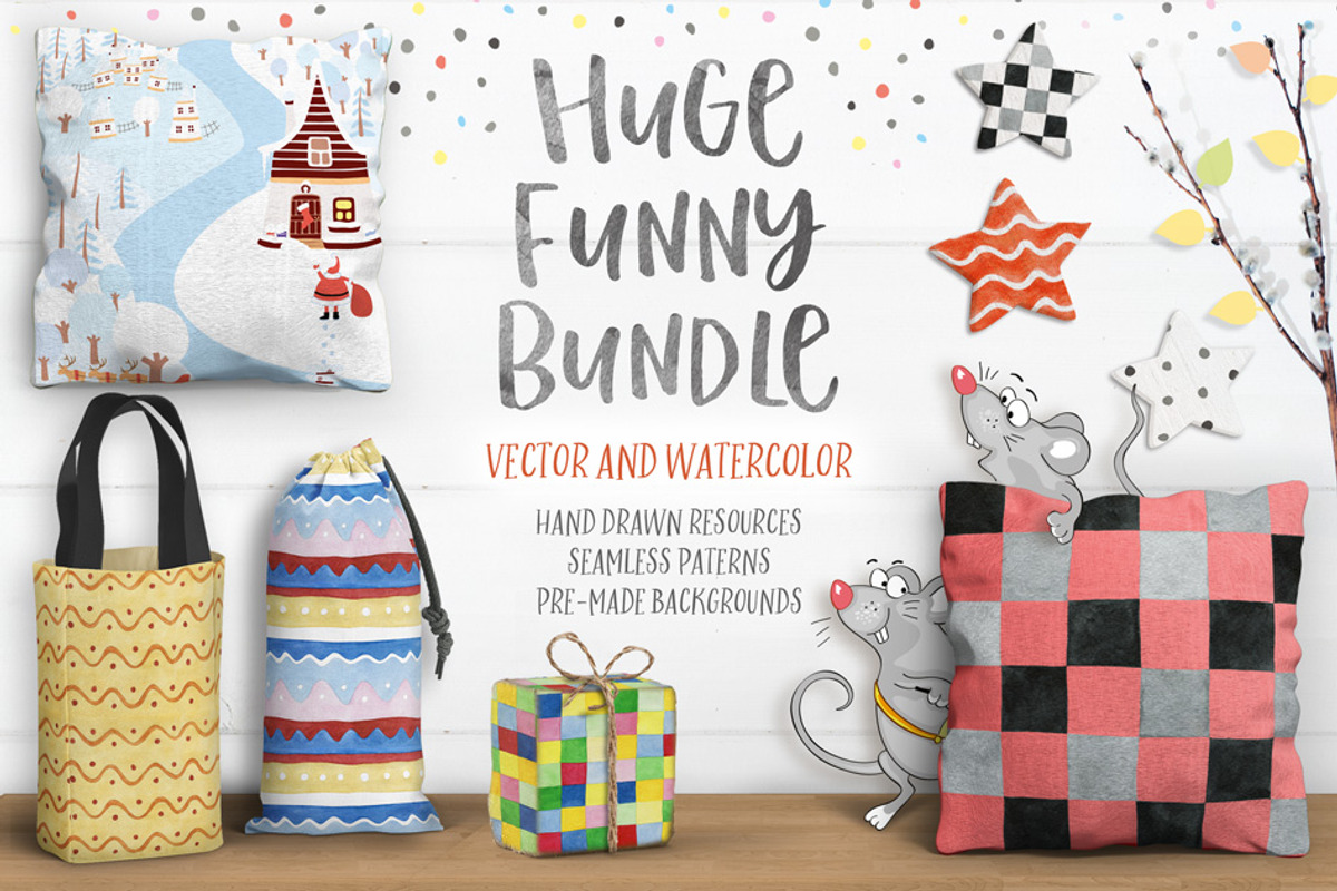 20% OFF Huge Funny Bundle, an Animal Illustration by Eva Katerina (Photo 1 of 16)