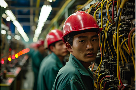 Diligent Asian worker factory, an Industrial Photo by Ylivdesign