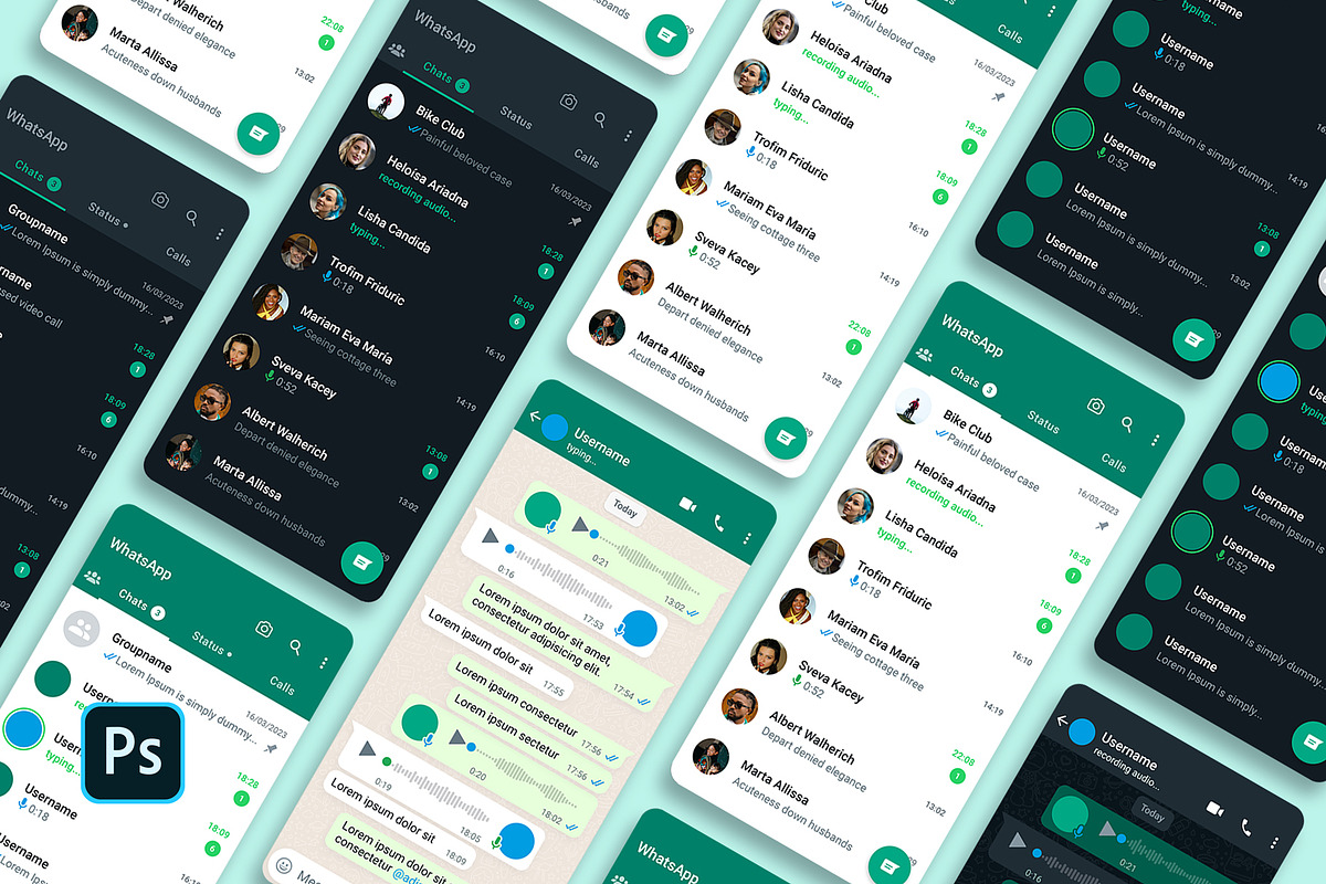 WhatsApp Template PSD Mockup, a Social Media Template by Dilshod Sobirov (Photo 1 of 10)