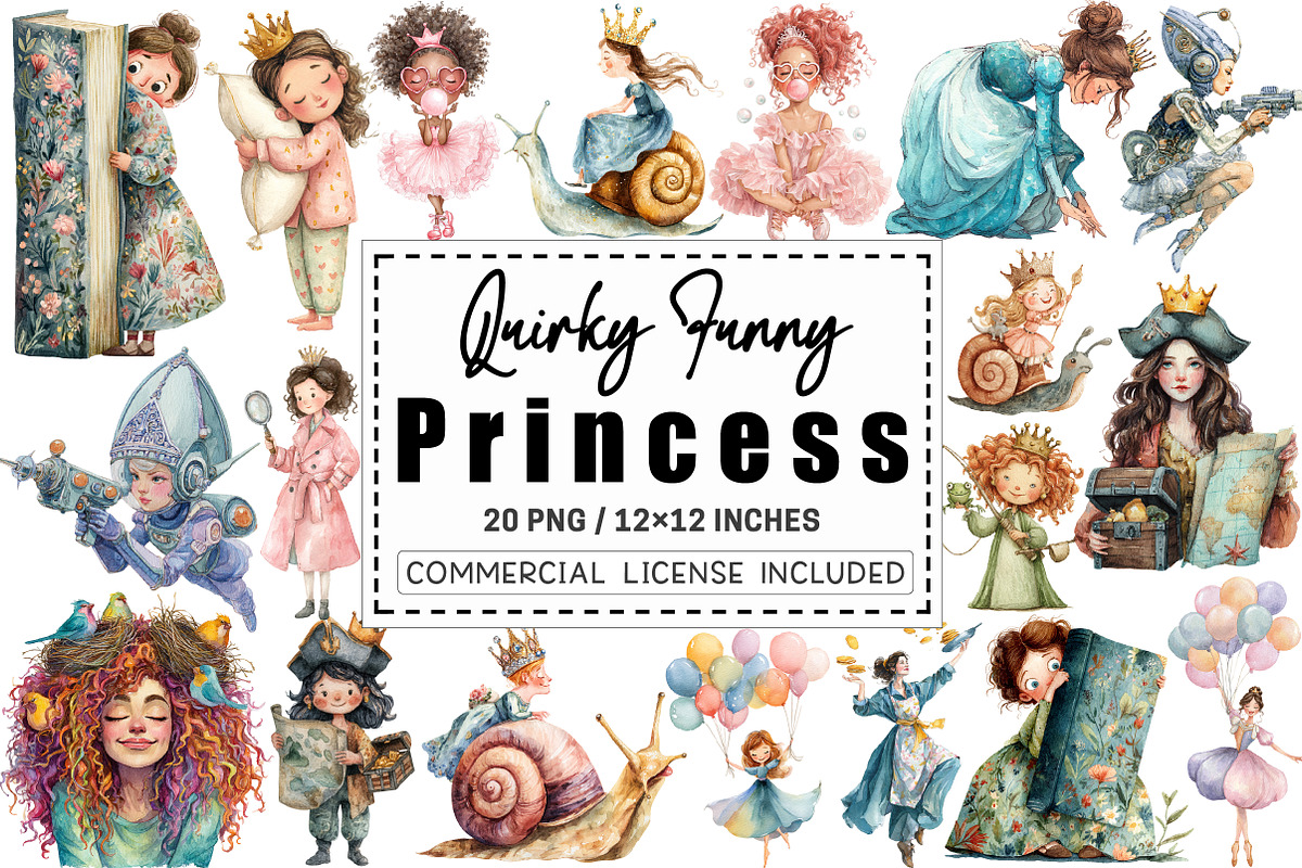 Watercolor Quirky Funny Princess, a Graphic by CitraGraphics (Photo 1 of 4)