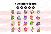 Animals Halloween Clipart Set, a Seasonal Illustration by Palau (Thumbnail 10 of 12)