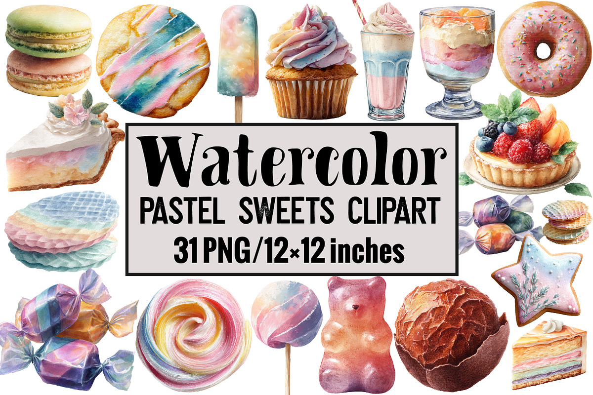 Pastel Sweets Clipart, an Illustration by Design Market (Photo 1 of 3)