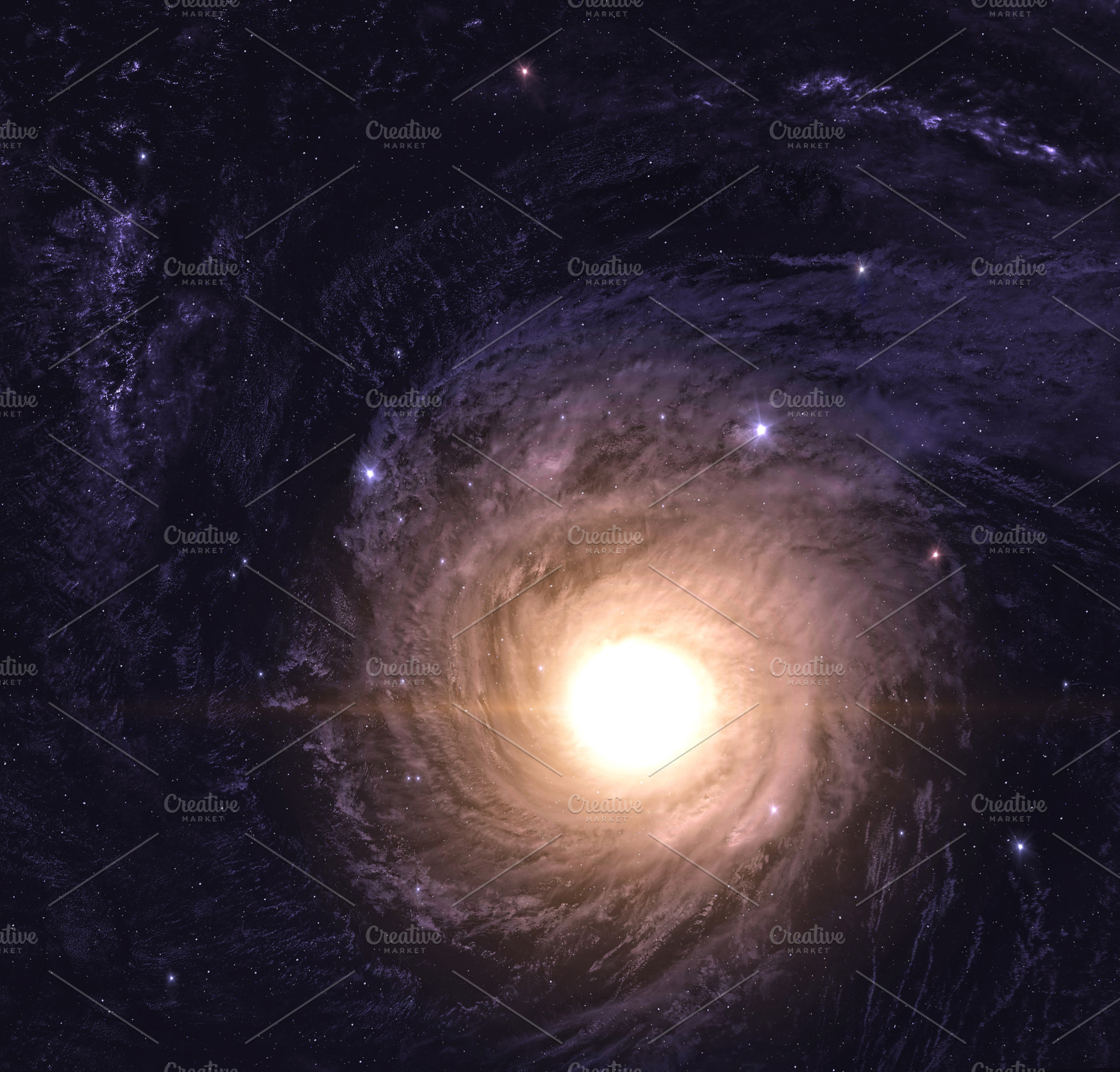 Spiral galaxy and stars., an Abstract Photo by Buradaki