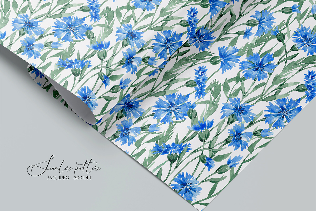 Cornflower blooms pattern, a Pattern Graphic by SirenaArt (Photo 8 of 14)