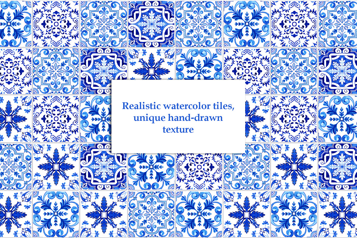 Portuguese Tiles Digital Papers Set2, a Pattern Graphic by ilonitta (Photo 3 of 11)