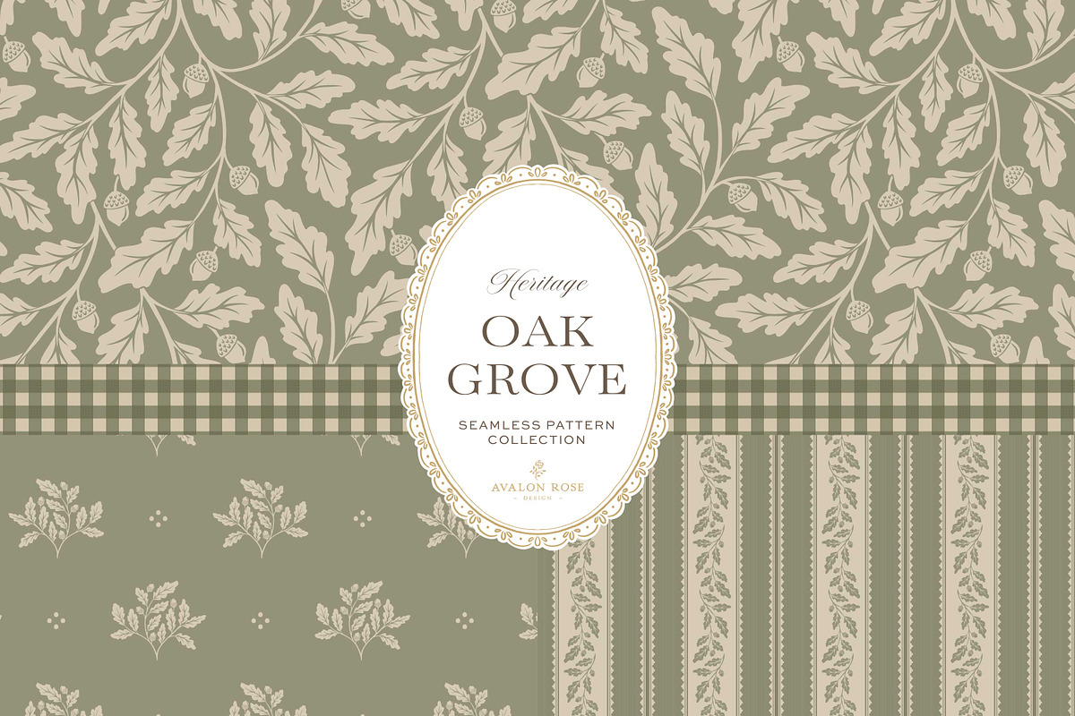 Oak & Acorn Autumn Patterns - Sage, a Pattern Graphic by Eclectic Anthology (Photo 2 of 13)