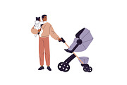 Families, parents with strollers set, a Person Illustration by PaperTrident (Thumbnail 4 of 9)