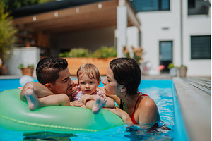 Parents and child having fun with