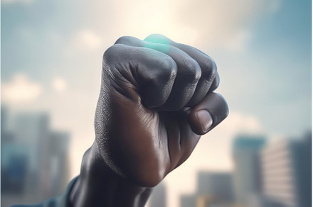 Black hand fist clenched sign, a Person Photo by Ylivdesign