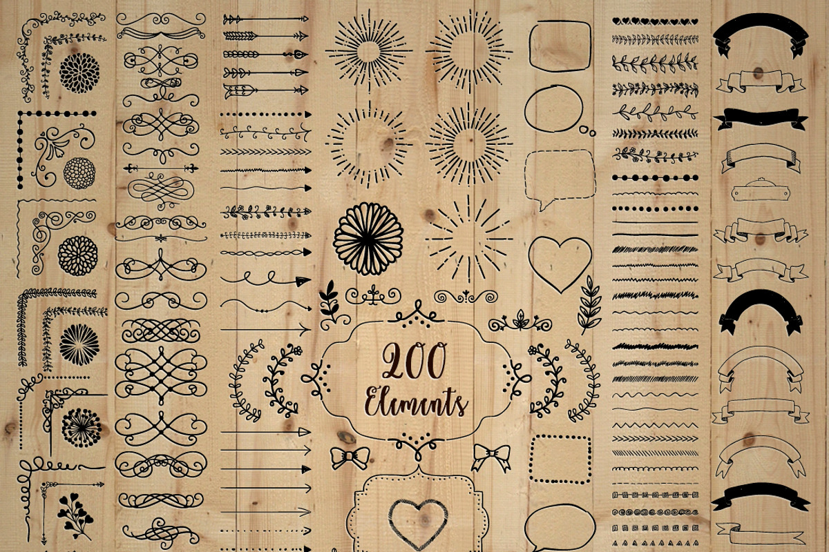 200 Decorative Elements., an Object Graphic by Olya Creative (Photo 2 of 3)