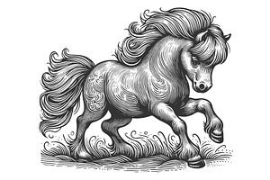 Adorable Cartoon-Style Chubby Pony, an Animal Illustration by AlexArt