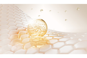 3d skin cells with oil drop texture, a Healthcare Illustration by Marozhkastudio
