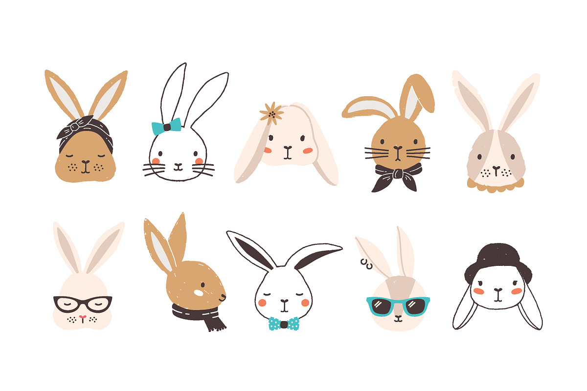 Cute rabbit set, an Animal Illustration by Good Studio