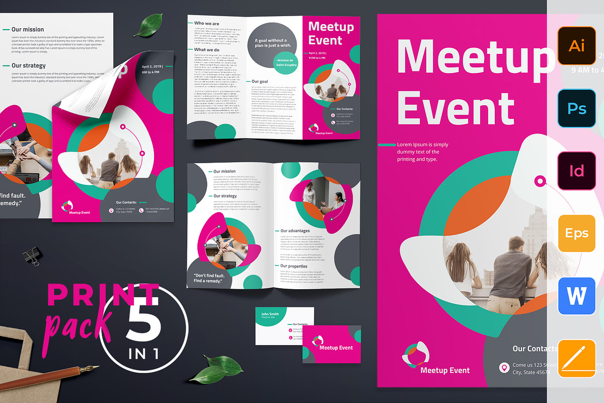 Meetup Event Print Pack, a Poster Template by TemplatesNow!