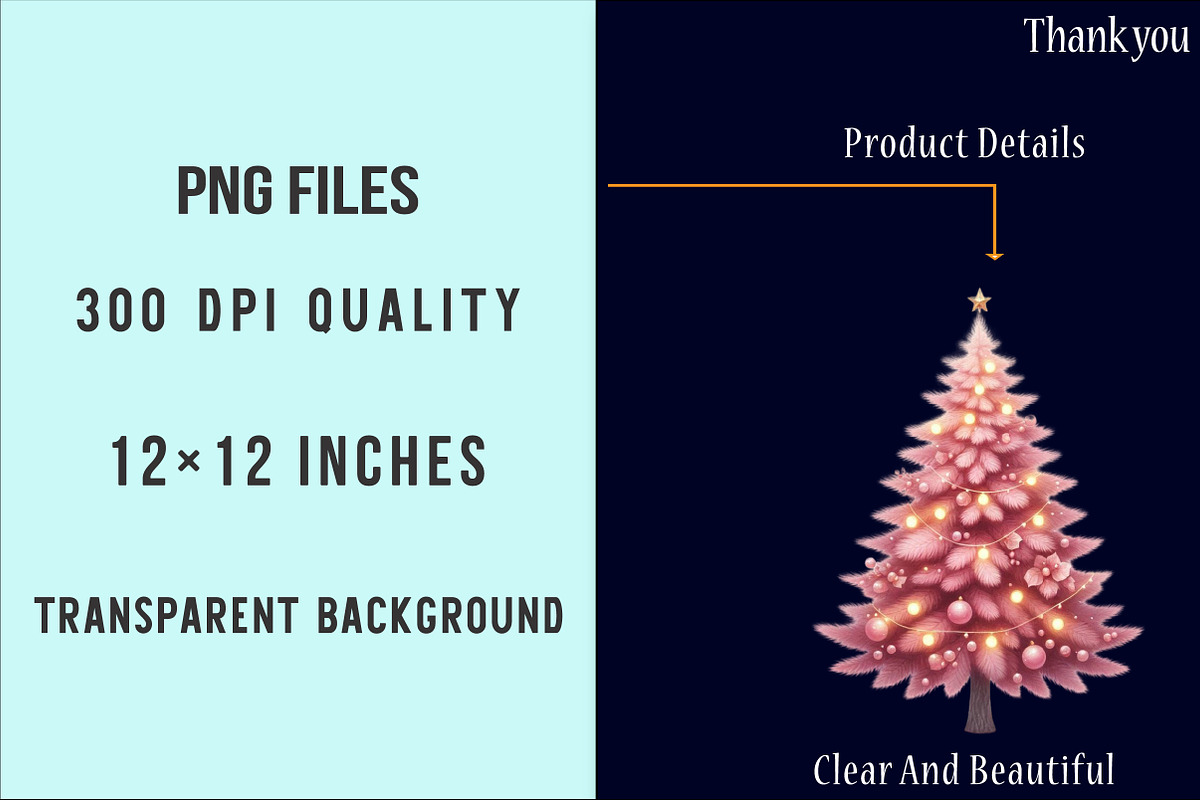 Watercolor Pink Christmas Tree PNG, an Illustration by SinaCreation (Photo 6 of 7)