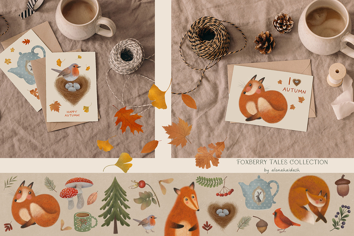 Foxberry Tales – Autumn Clipart Set, an Object Graphic by alonahaidash (Photo 2 of 13)