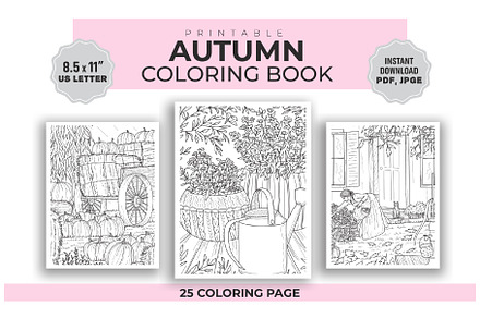autumn scene Coloring page