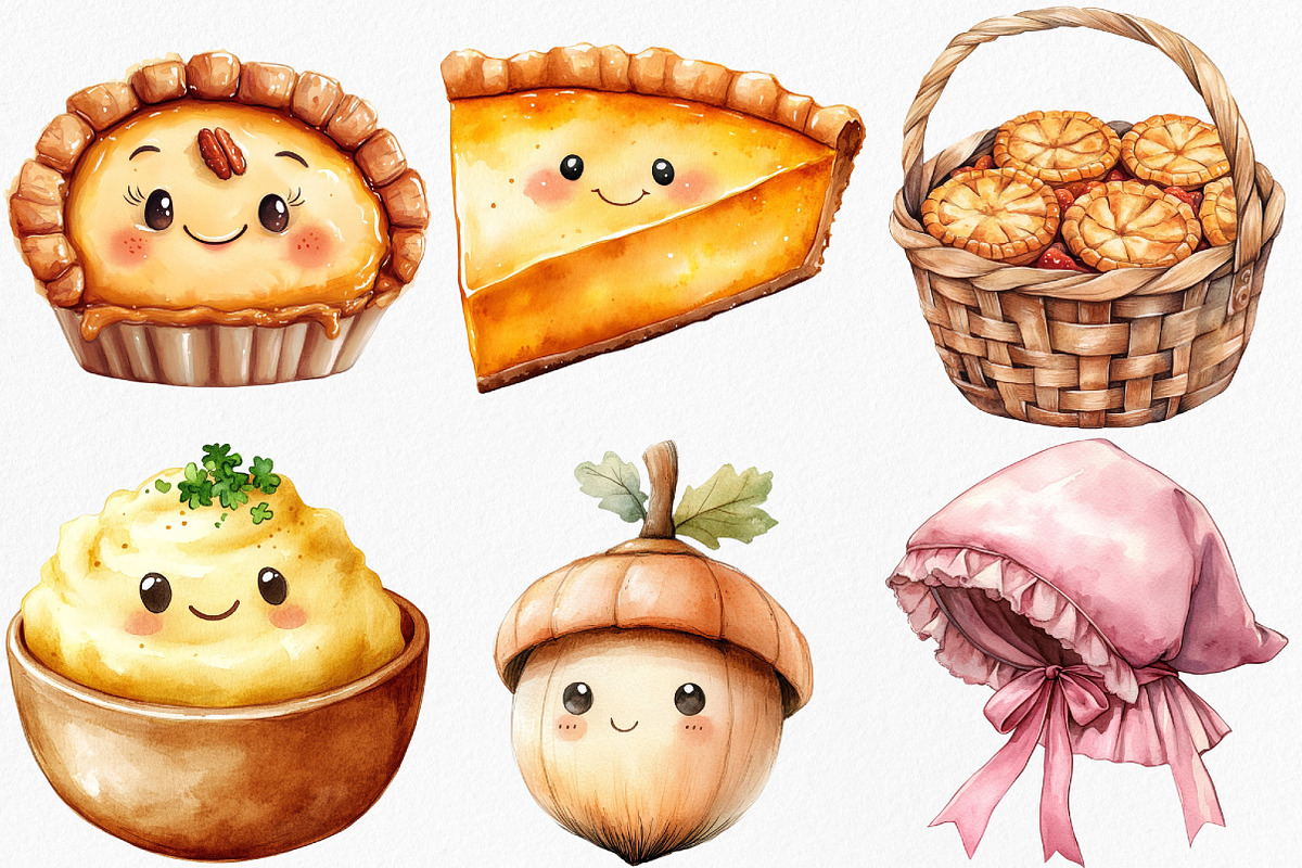 Kawaii Thanksgiving Clipart, an Illustration by Canvas Craft (Photo 3 of 7)