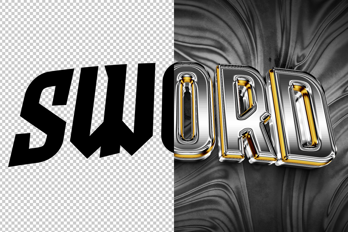 Sword 3D editable text effect, a Layer Style Add-On by Hello Muh (Photo 2 of 2)