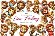 Cute Lion Peeking Around Corner, an Illustration by CreationArt (Thumbnail 1 of 6)