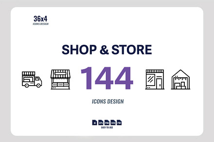 144 Shop & Store Icon Bundle