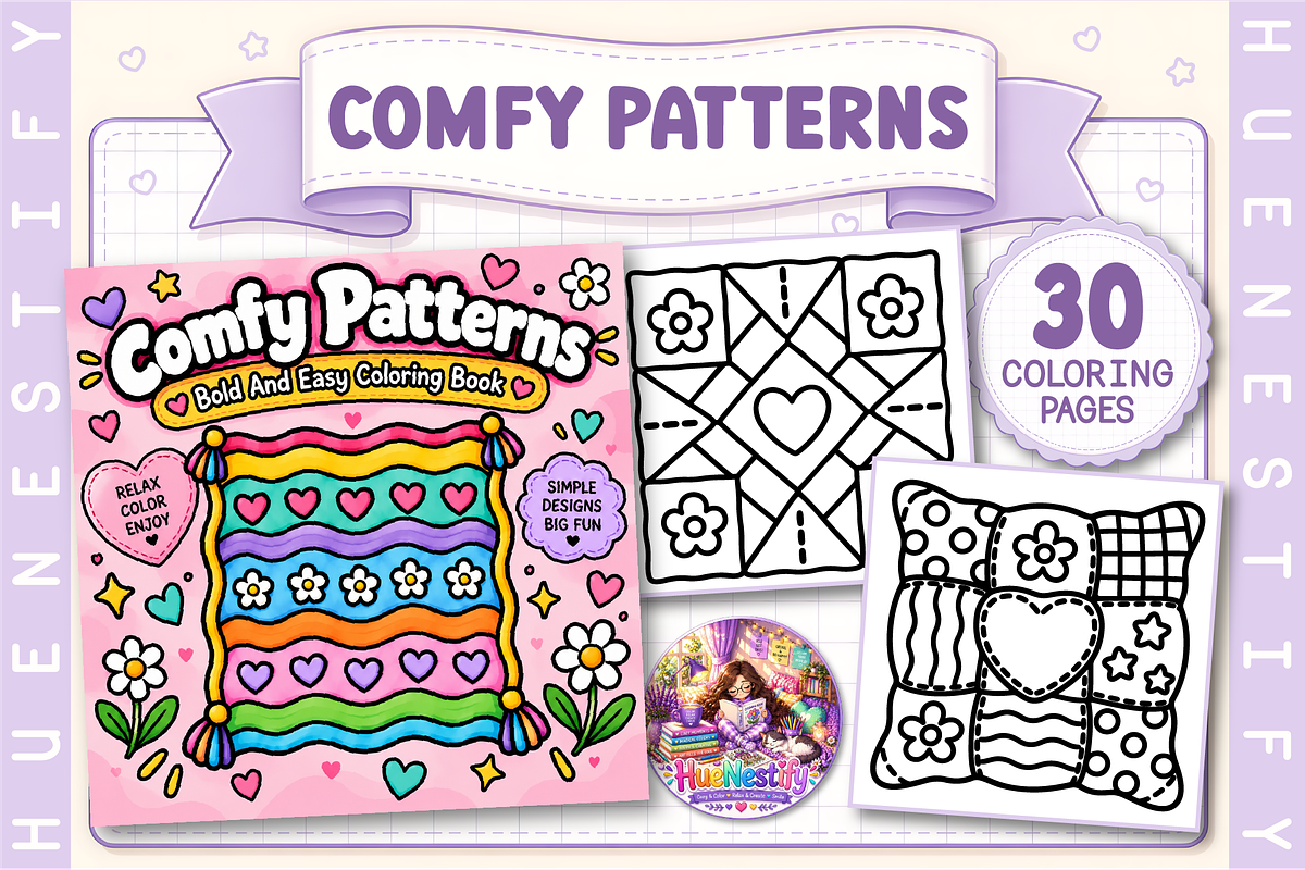 Comfy Patterns Coloring Book, a Decorative Illustration by HueNestify (Photo 1 of 4)