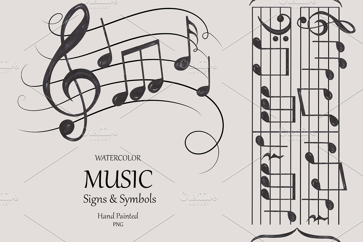 Watercolor Music Signs & Symbols, an Education Illustration by MayaNavits (Photo 1 of 9)