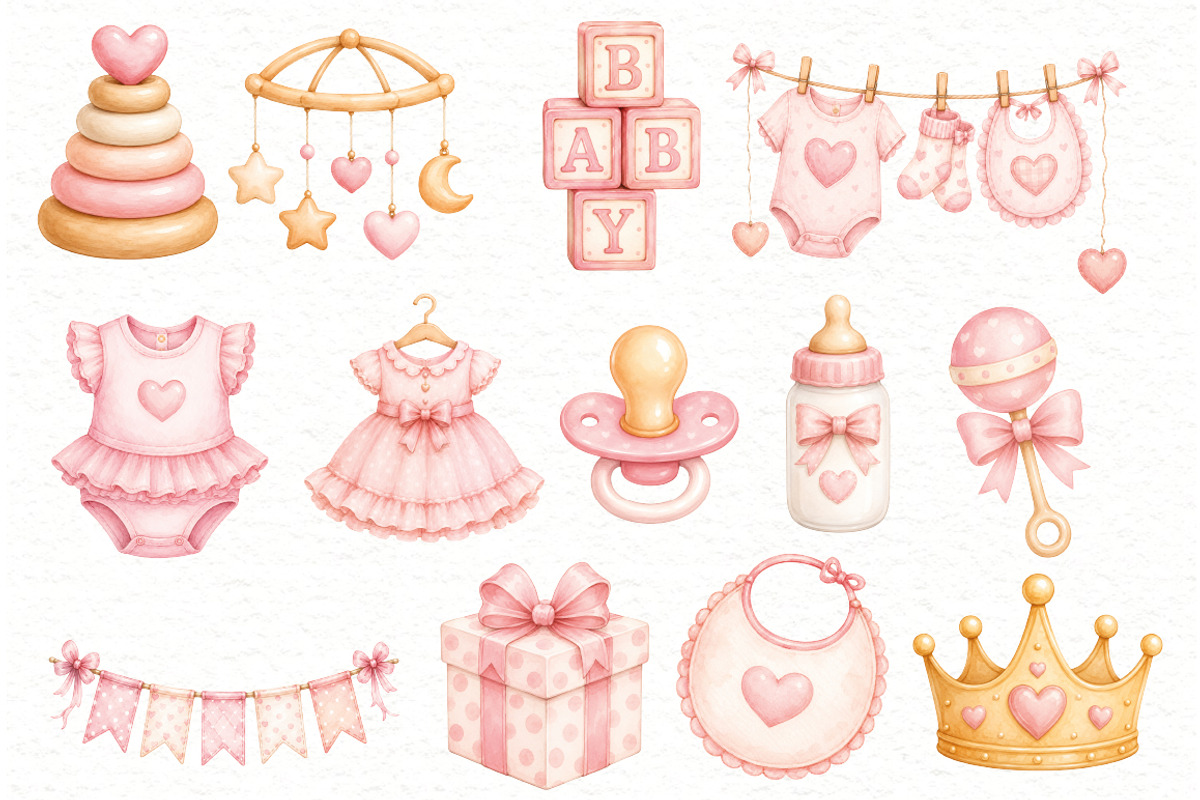 Baby Shower Girl Clipart, an Animal Illustration by Villa 11 Estudio (Photo 4 of 11)
