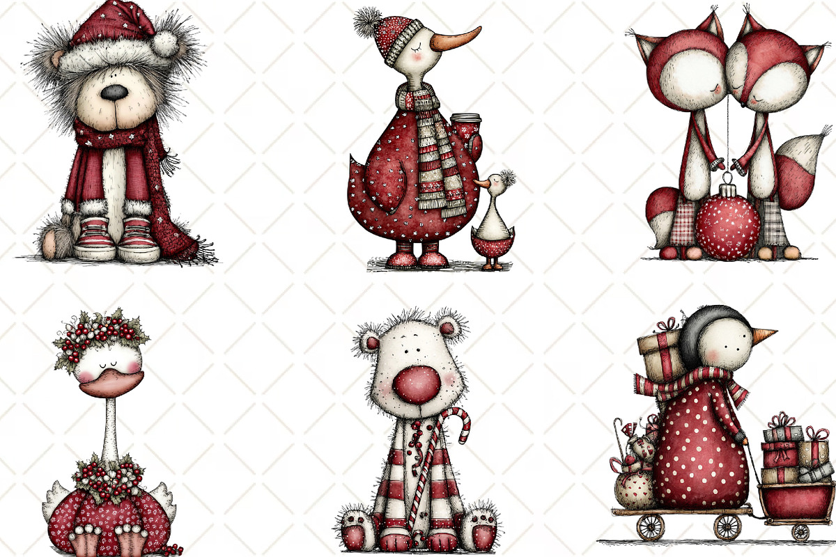 Whimsical Christmas Animal Clipart, an Animal Illustration by Black Bird Studio (Photo 6 of 6)