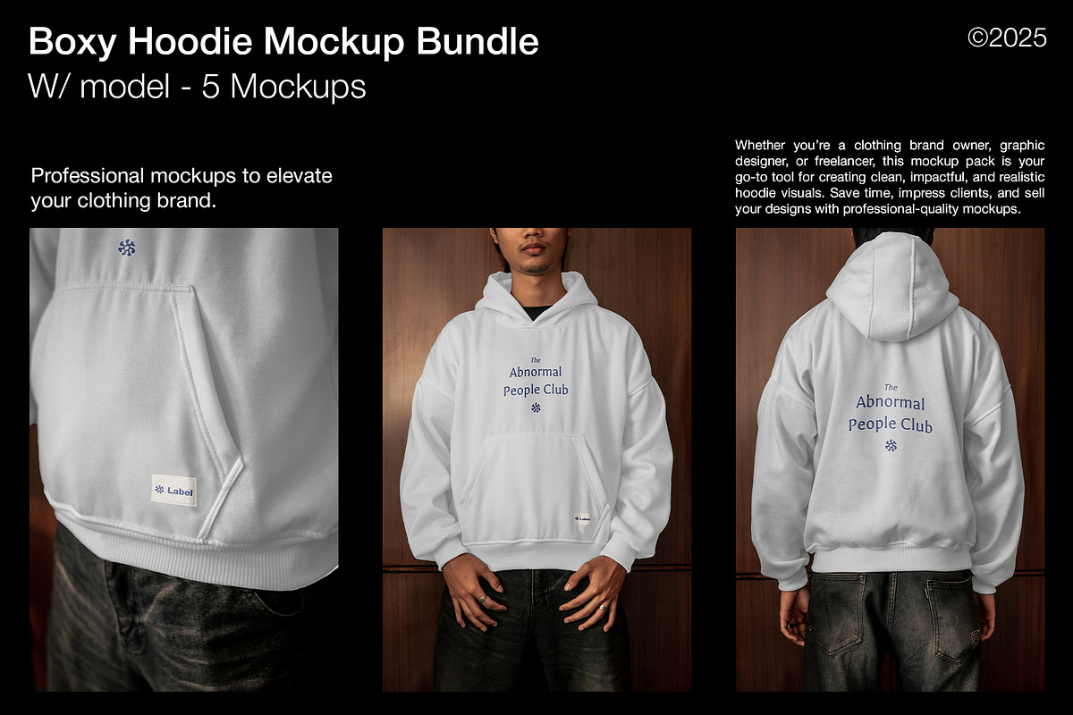 Boxy Hoodie Mockup w/ Model, a Hoody Mockup by Mocktopia (Photo 1 of 10)