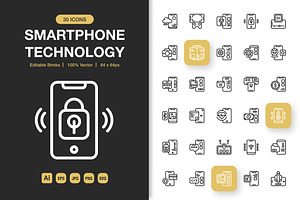 Smartphone Technology Icons, an Icon by Spacepixel Creative