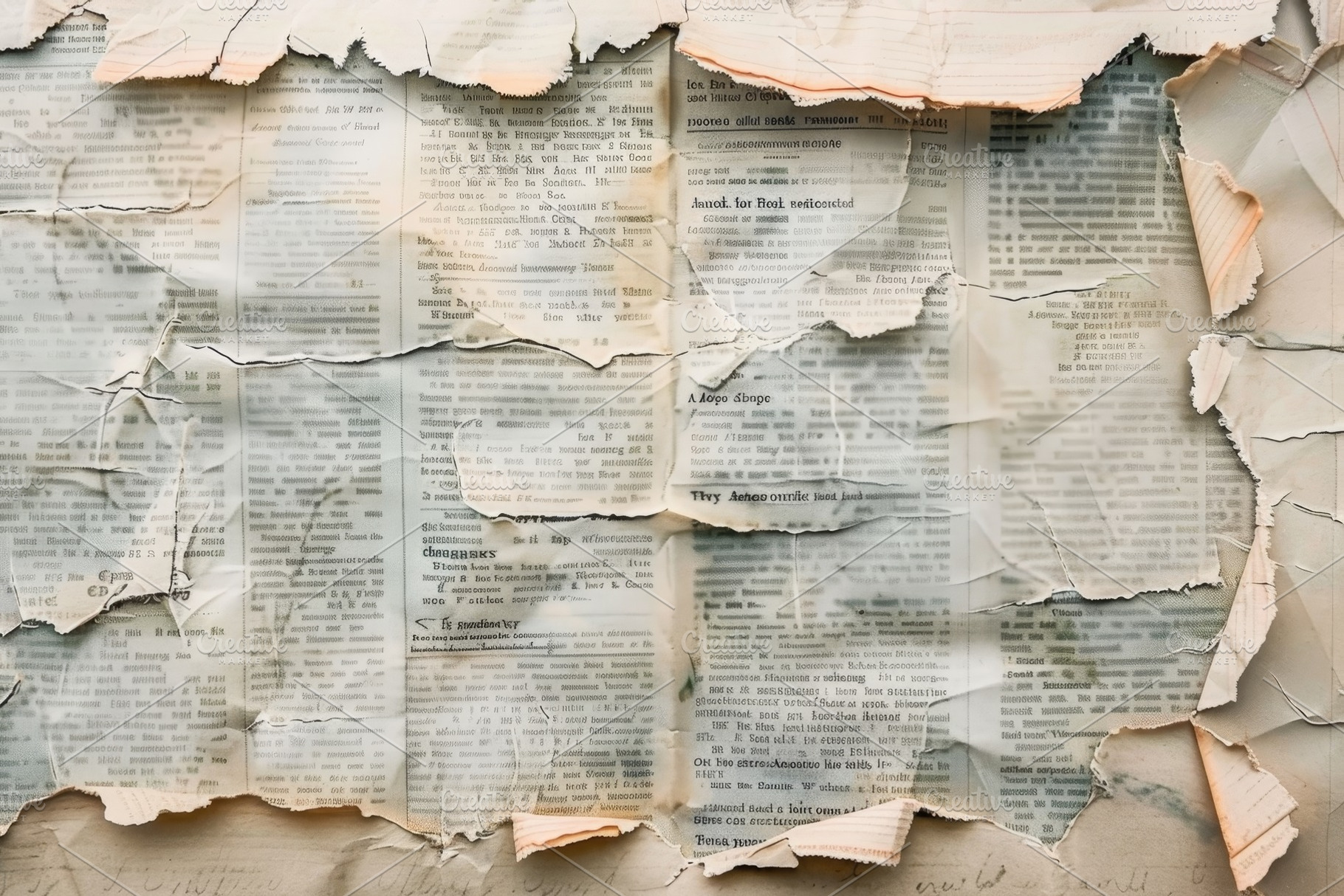 A collection of weathered newspaper, a Photo by Tanuart