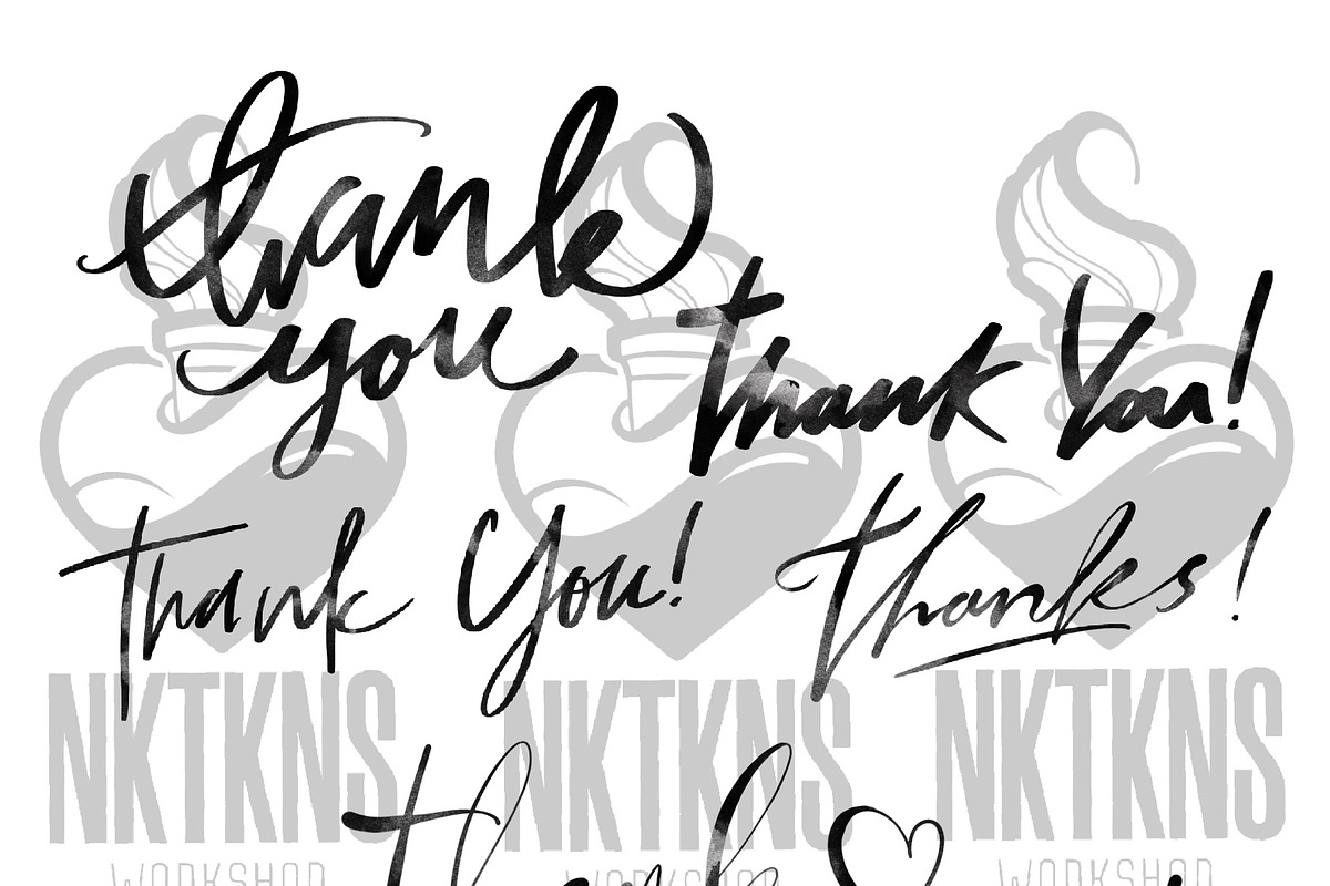 Thank you card set. Hand Lettering, a Texture Illustration by NKTKNS (Photo 2 of 5)