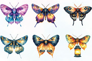 Watercolor Summer Night Moths, an Illustration by CraftArtStudio (Thumbnail 3 of 6)