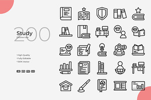 Study Outline Icons, an Outline Icon by Bloodline