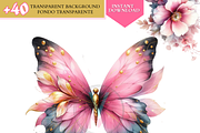 Watercolor Pink butterflies clipart, a Decorative Illustration by VM PARTYS  BY TAIRUMA (Thumbnail 5 of 8)