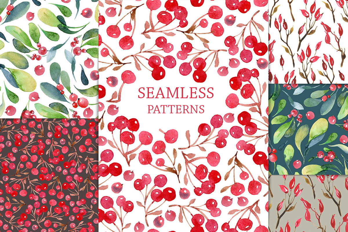 Watercolor branches and berries, an Illustration by katyabuslaeva (Photo 8 of 8)