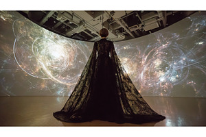 An individual stands at the room's, an Abstract Photo by ZinetroN