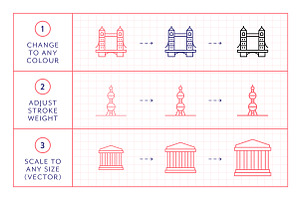 Landmarks Line Icons