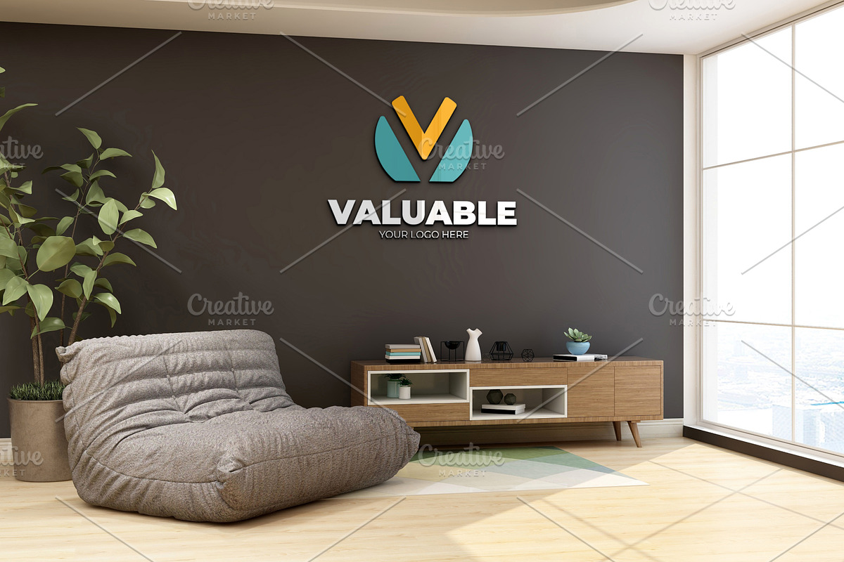 PSD Office Scene Modern Wall Mockup, a Product Mockup by Ayy (Photo 7 of 17)