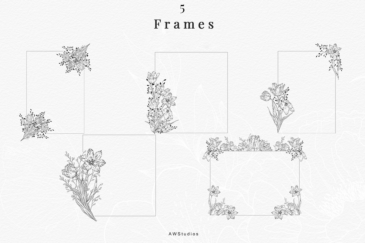 Procreate Flower Stamps Pack, a Brush Add-On by AW Studios (Photo 2 of 7)
