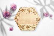 Engraved Hexagonal Wooden Coasters, a Product Mockup by Moonlight Creative (Thumbnail 3 of 8)