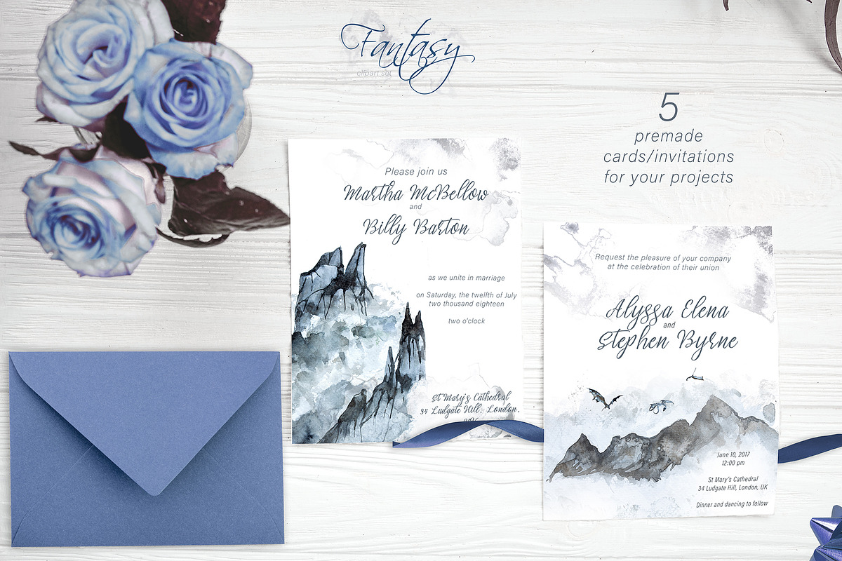 Hand-Painted Fantasy Clipart Set, a Decorative Illustration by ArtCreationsDesign (Photo 3 of 5)
