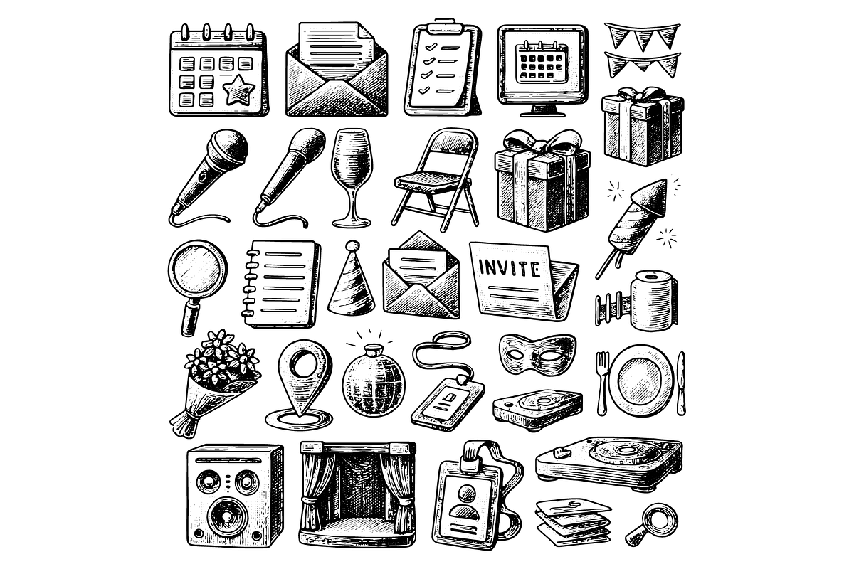 Event Party Icon Set, an Object Graphic by nikagraphic