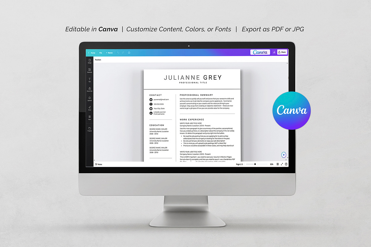 Canva Resume Template, a Resume Template by DesignDevisers (Photo 7 of 9)