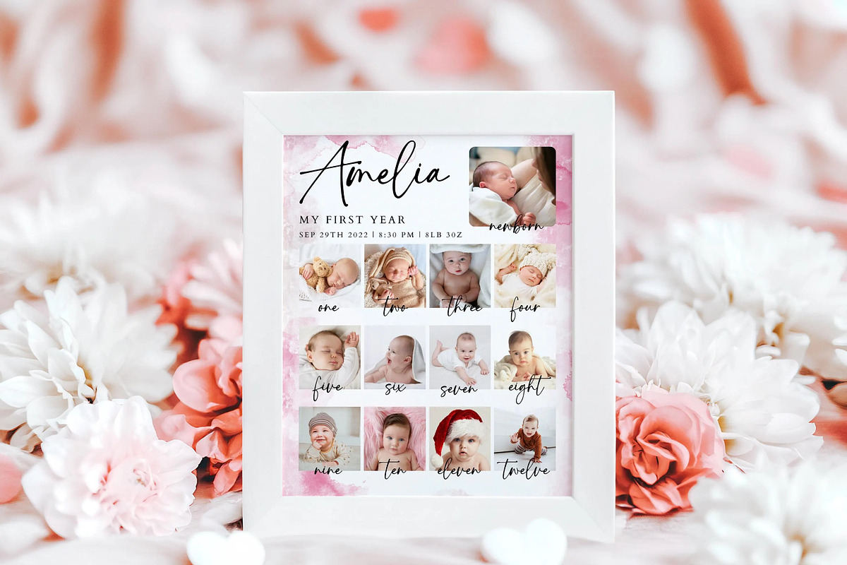 Printable Baby's First Year Poster, a Poster Template by LucaTheme (Photo 1 of 5)