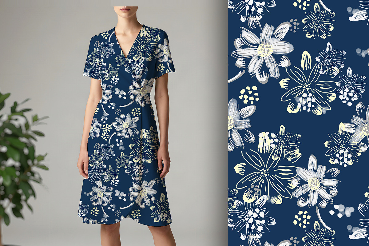 Artistic Daisy Floral Seamless, a Pattern Graphic by Sharon Schwalbe (Photo 1 of 6)